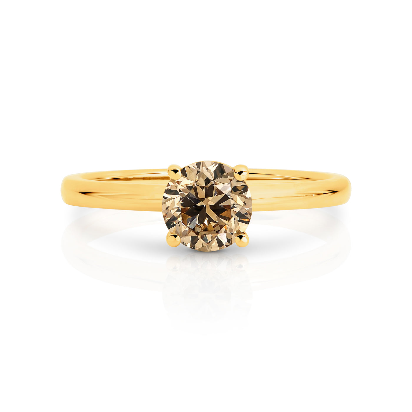 18ct yellow gold Classic Chocolate solitaire ring featuring 1.00ct Australian Chocolate Diamond.