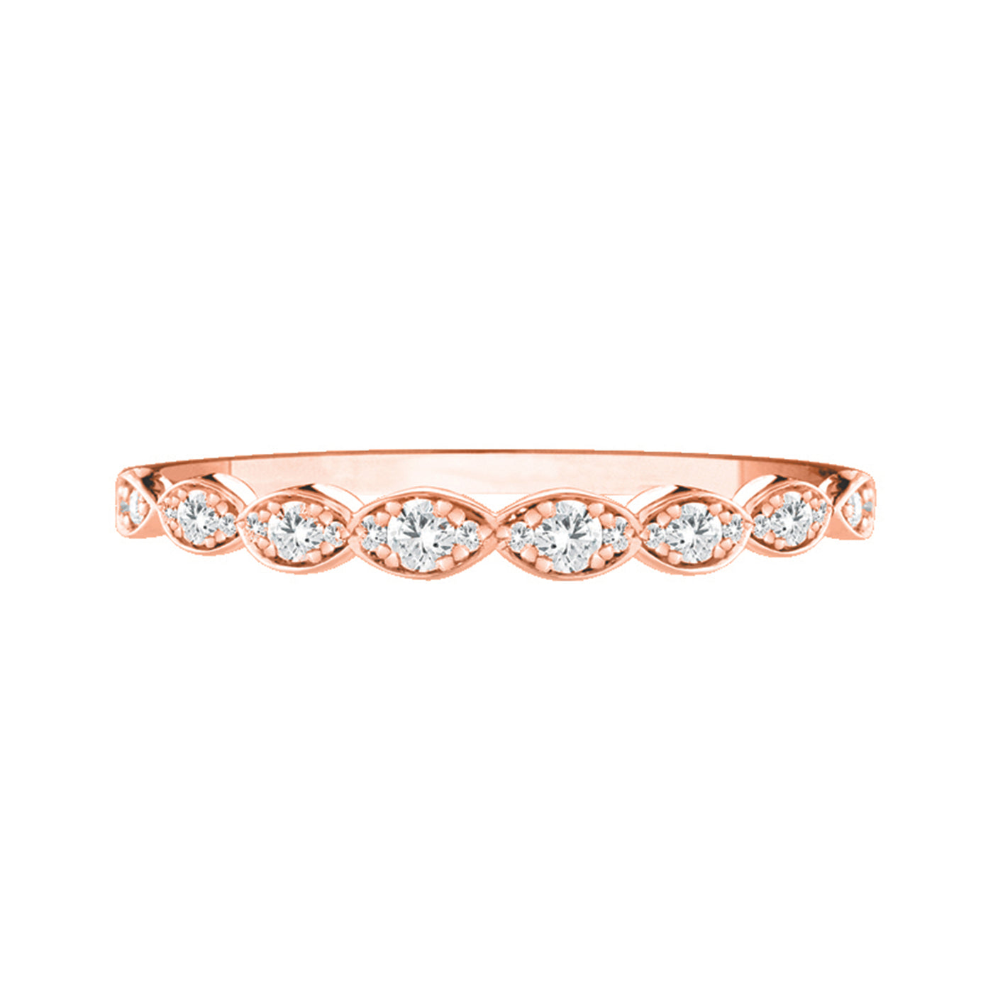 18ct rose gold marquise shaped Diamond wedder.