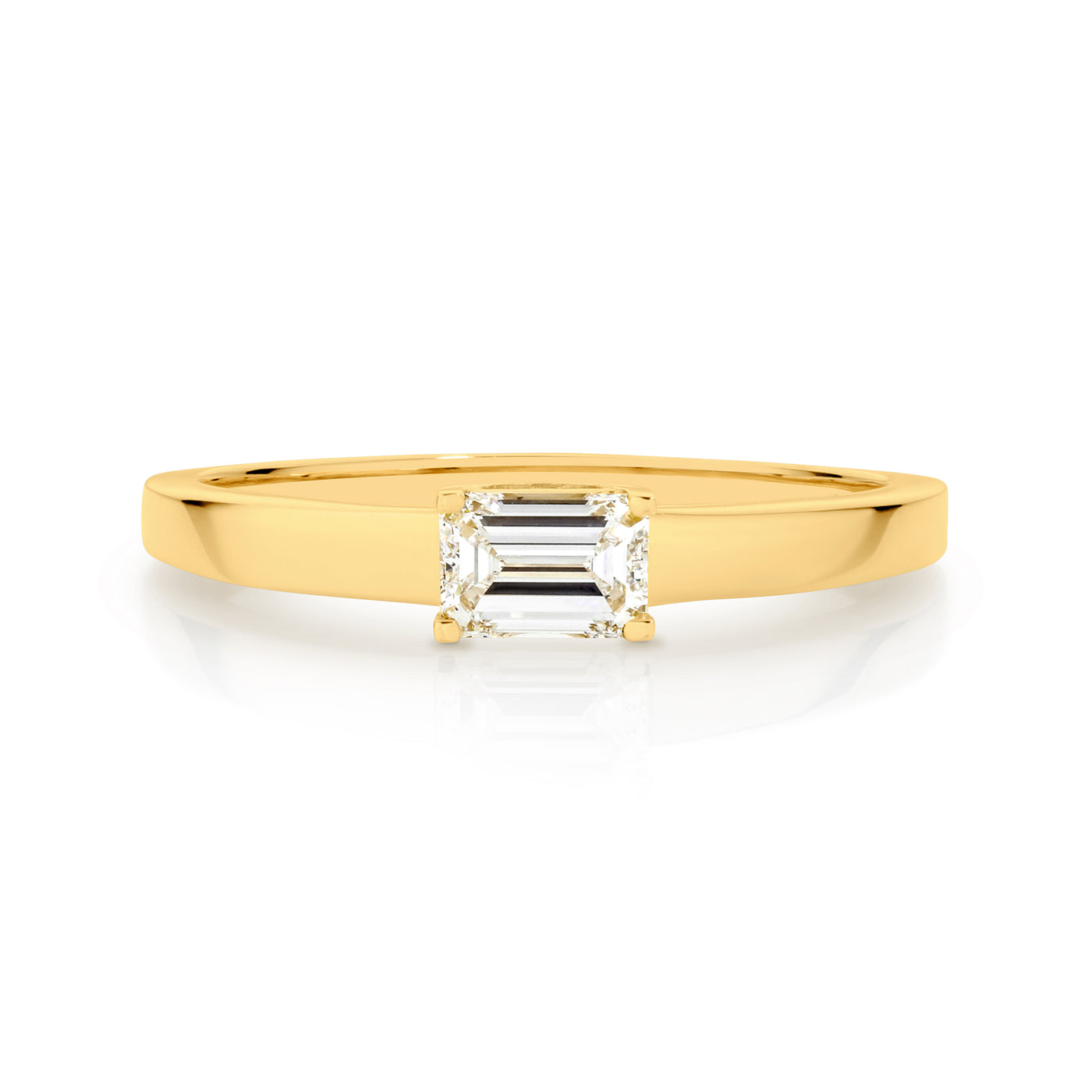 9ct yellow gold Emerald Cut Biron Laboratory Grown Diamond Solitaire Ring.