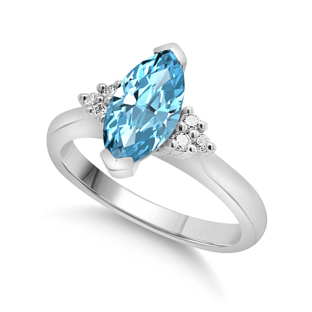 9k Diamond and Aquamarine Ring
