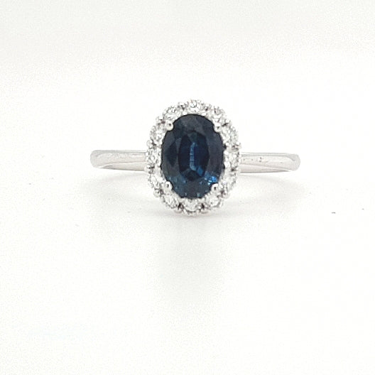 Sapphire & Diamond Ring. Crafted in 18k White Gold