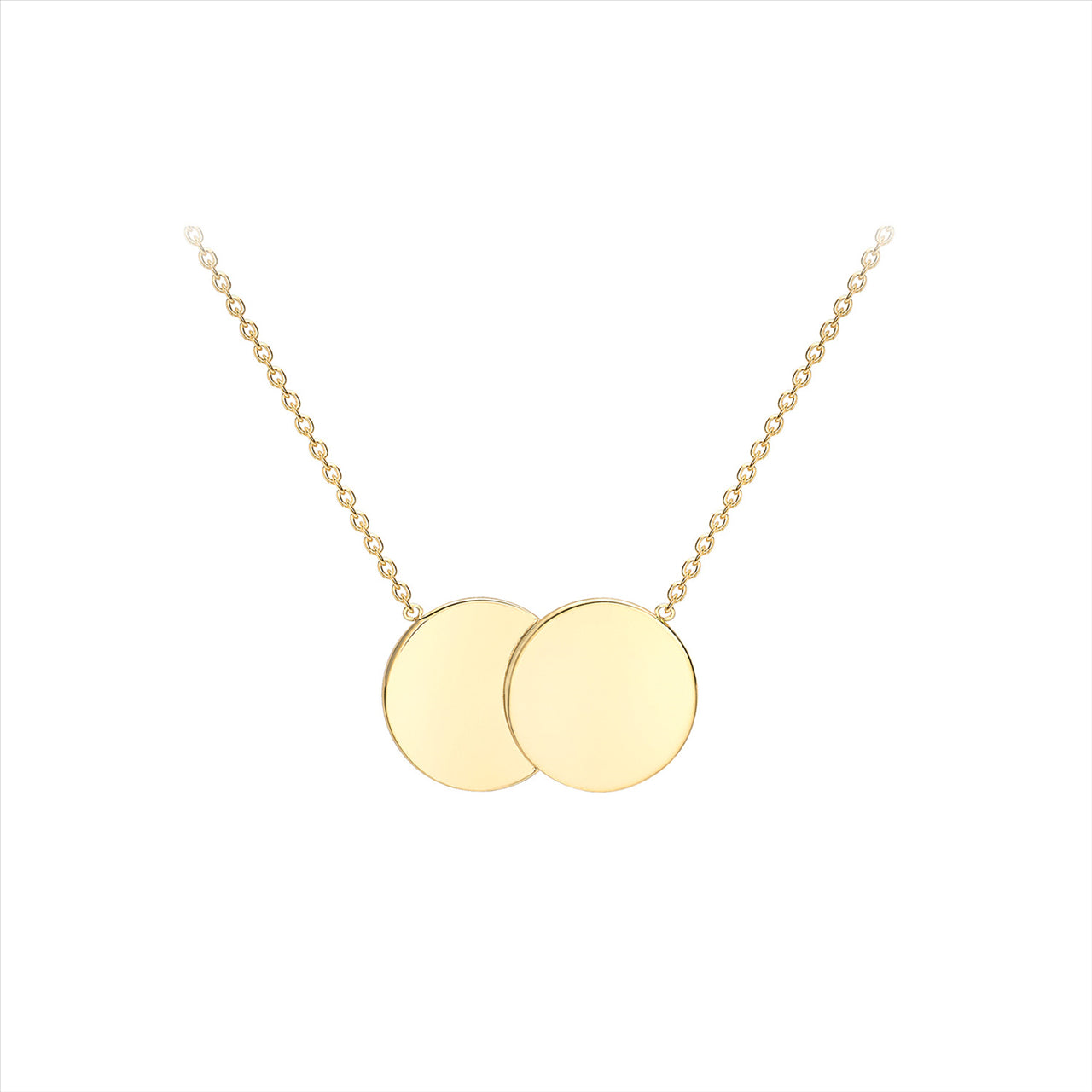 9K Yellow Gold 16.8mm x 10mm Double-Disc Adjustable Necklace 41cm-43cm