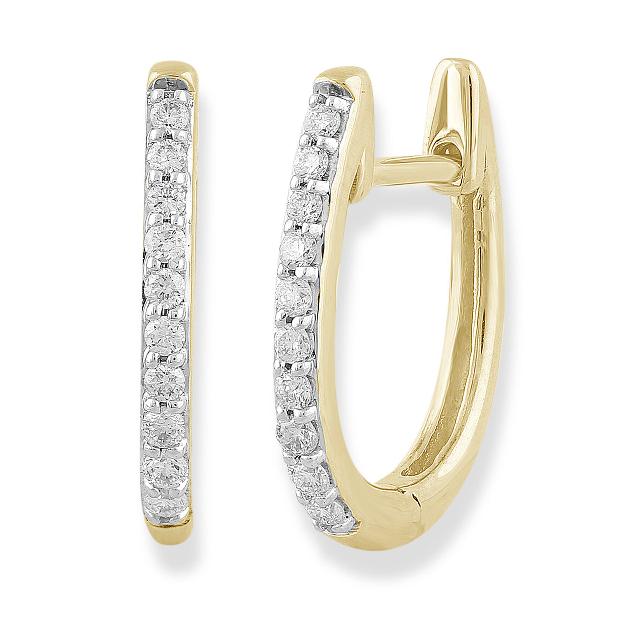 Huggie Earrings with 0.15ct Diamonds In 9K Yellow Gold