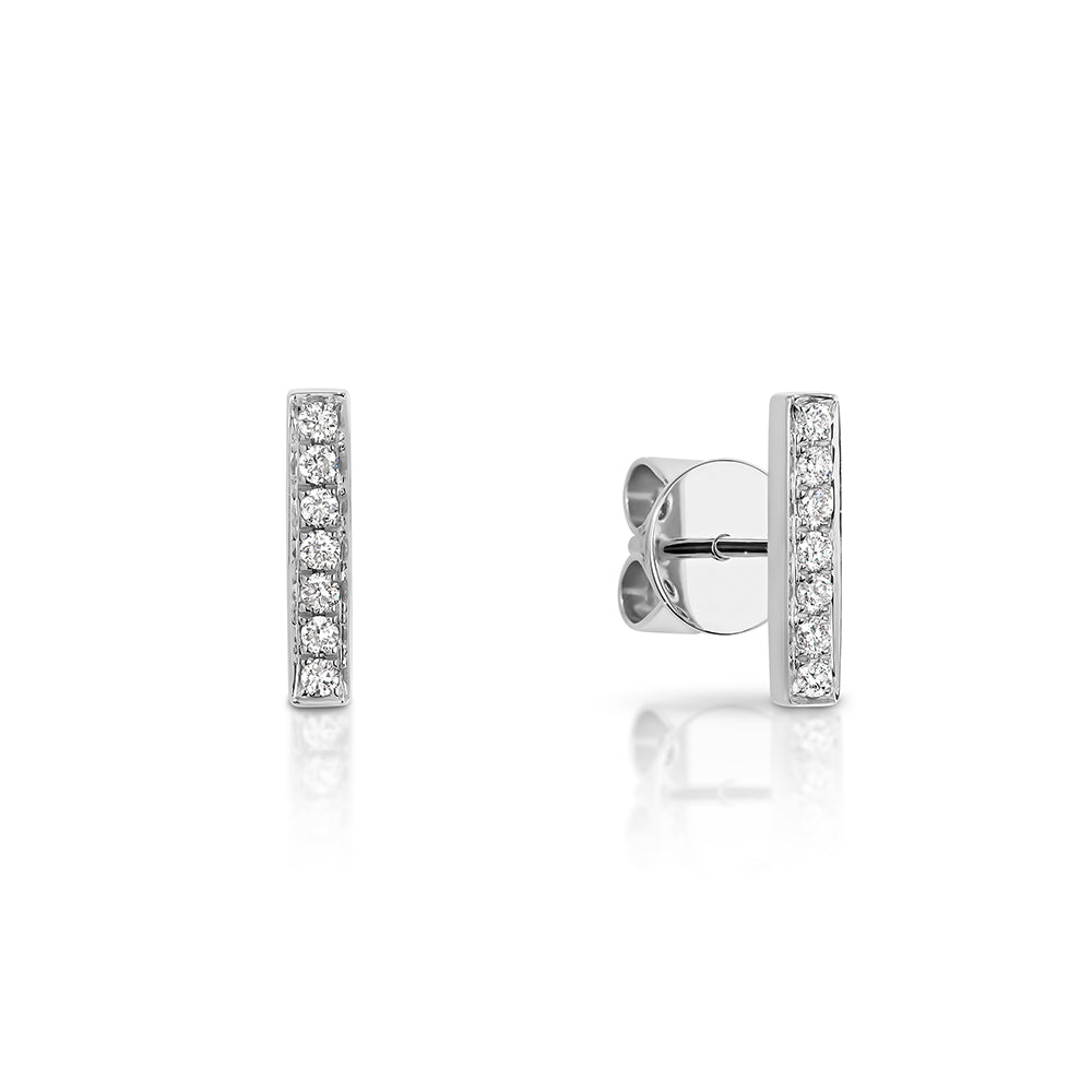 Diamond Bar Earrings. Crafted in 9k White Gold