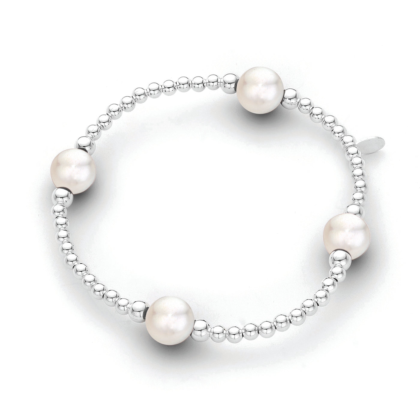 .925 Sterling Silver Pearl Ball Bracelet