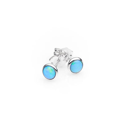 Sterling Silver Light Solid Opal Studs