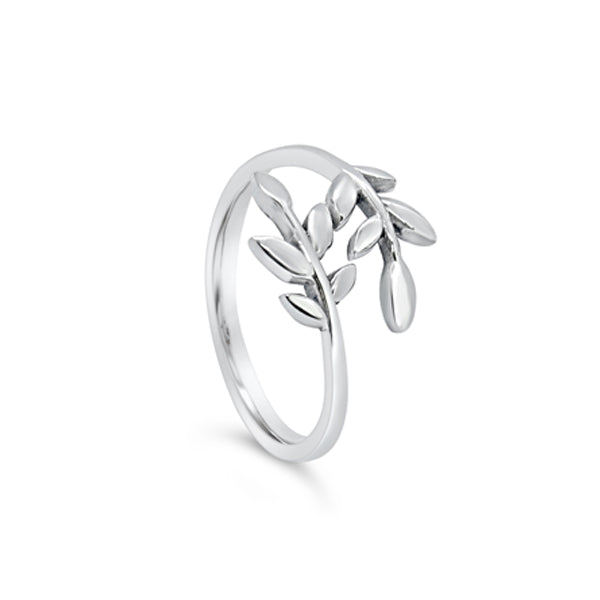.925 Sterling Silver Olive Leaf Ring