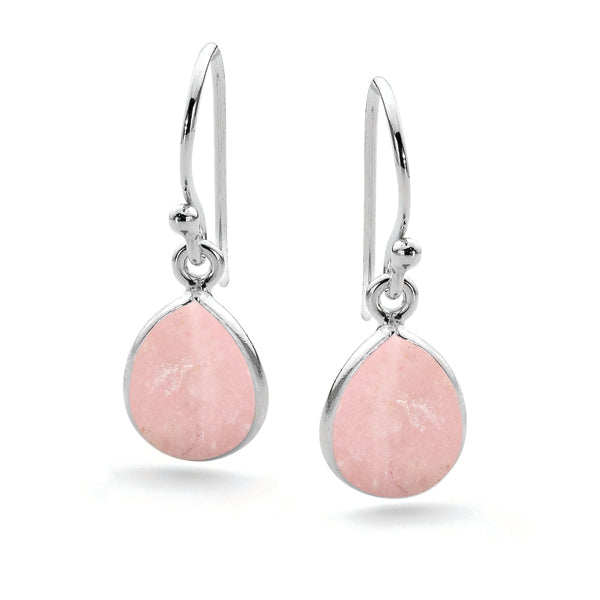 925 Sterling Silver Pink Opal Stone Earring 11x9 mm