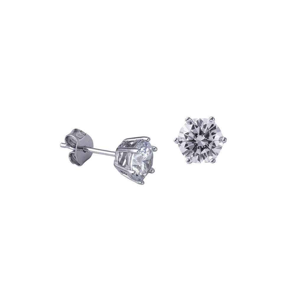 Sterling Silver Cubic Zirconia, 6 Claw Studs