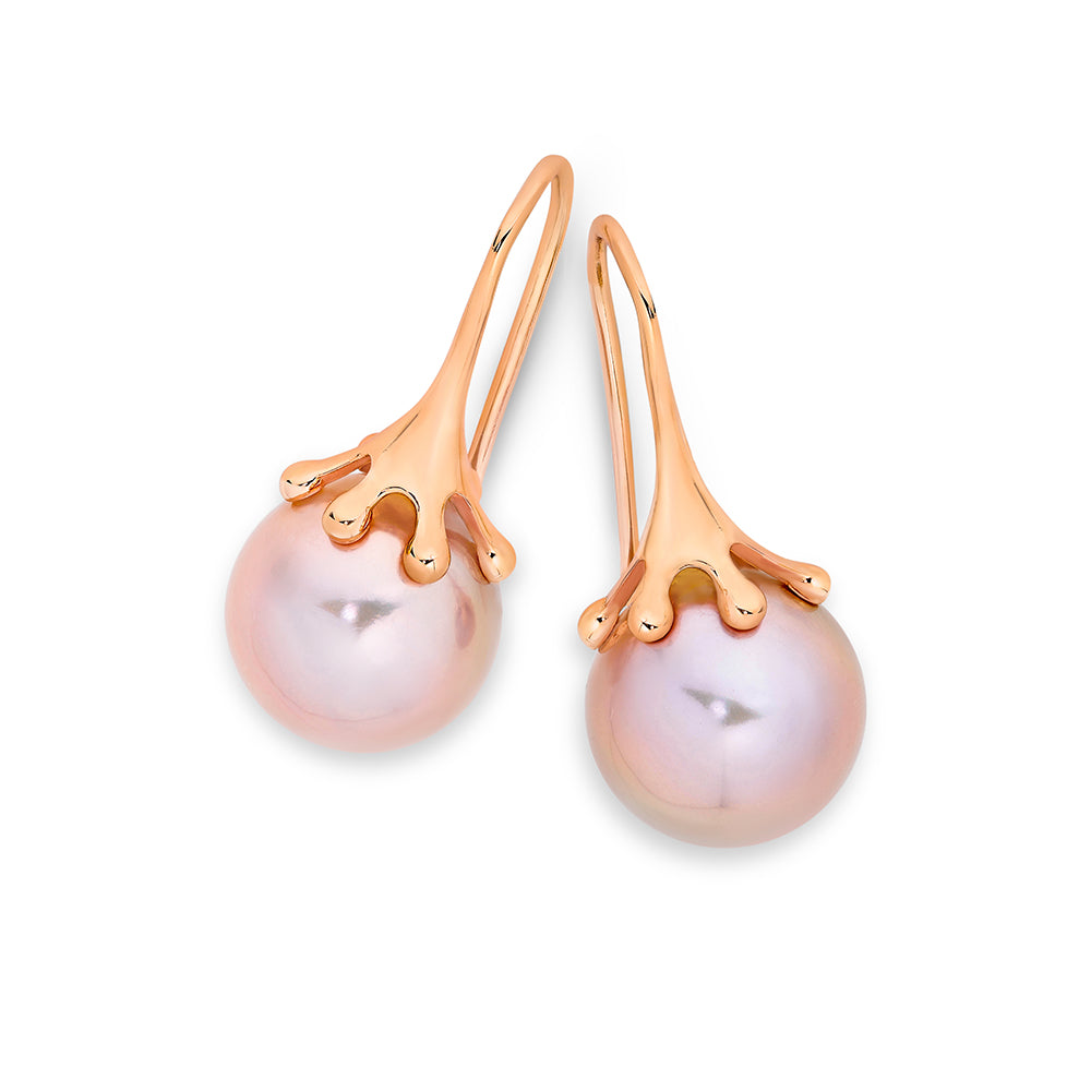 Sterling Silver Rose Gold Plated Freshwater Pearl Earrings