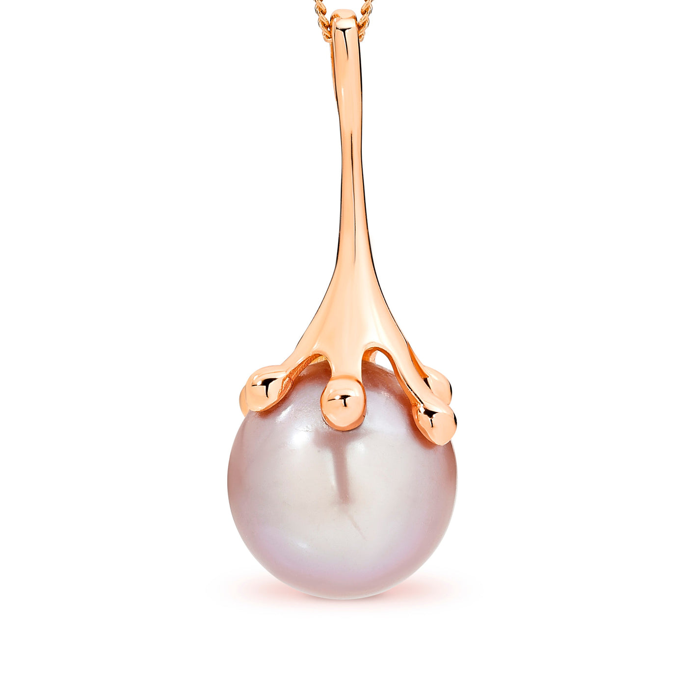 Sterling Silver Rose Gold Plated Freshwater Pearl Pendant