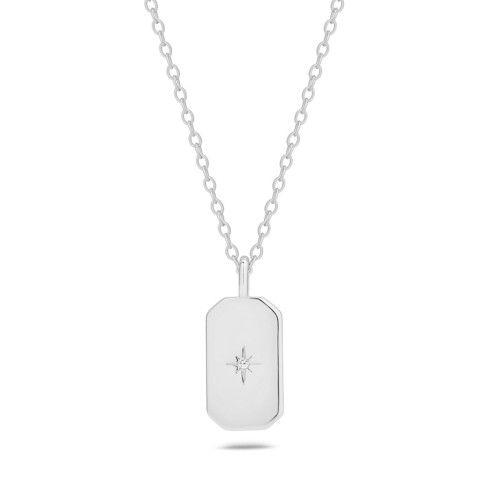 Sterling Silver CZ Tablet Necklace