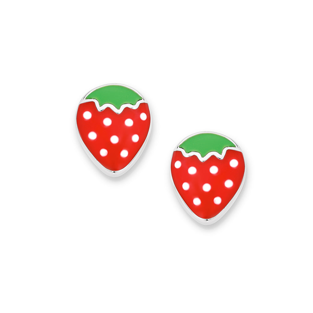 Sterling Silver Strawberry Stud Earrings