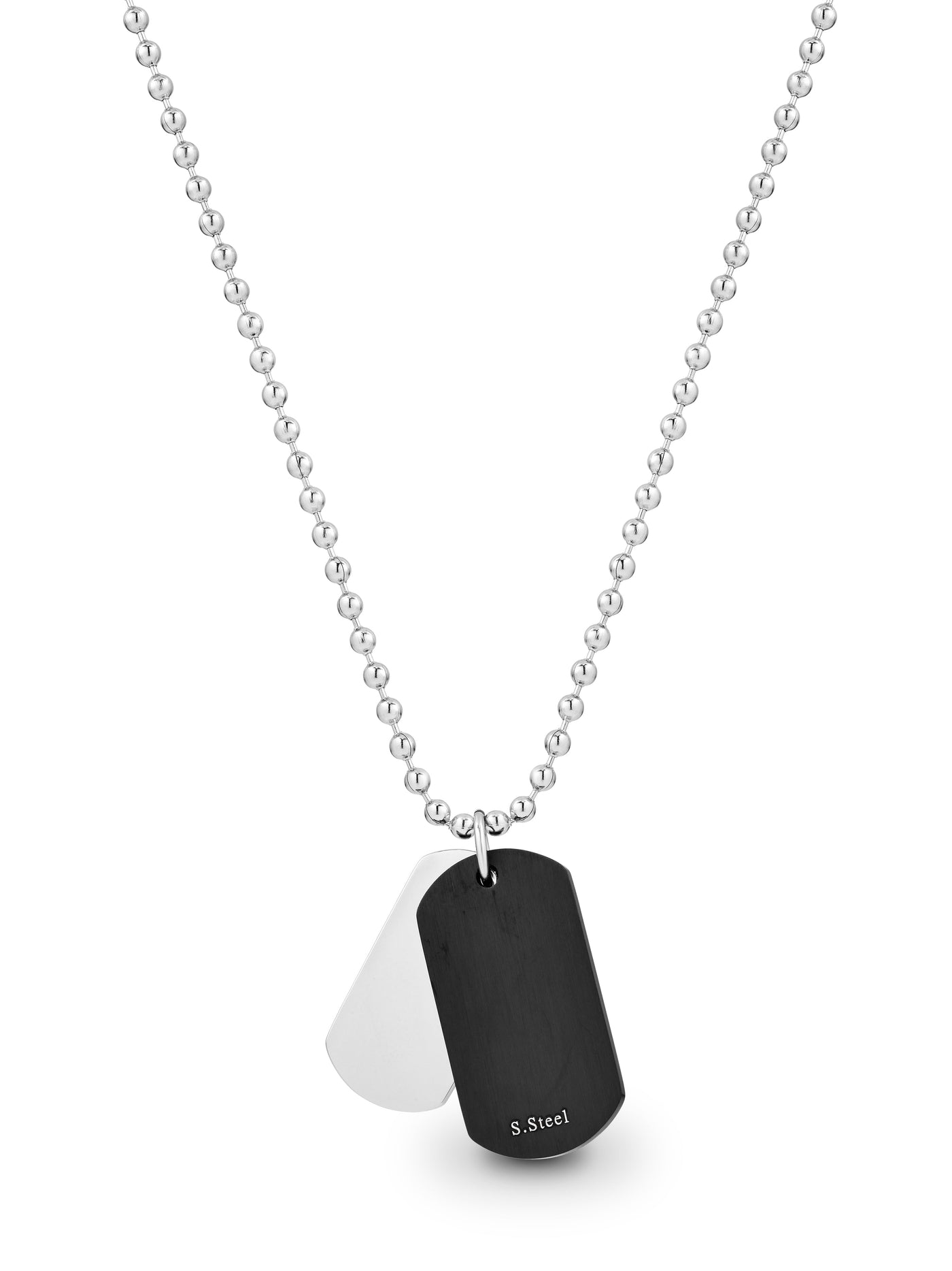 Blaze Stainless Steel Duo Dog Tag Pendant with Ball Chain